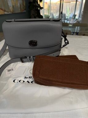 Coach Cassie pp Leather crossbody Bag in Granite color with 2 Brown Inserts